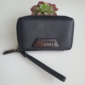 Wilfred Ariztia Black Pebbled Leather Zip Wallet Wristlet